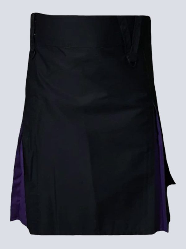 BLACK AND PURPLE HYBRID KILT WIth Cargo Pockets