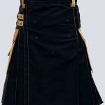 Black Deluxe Utility Kilt With Khaki Straps
