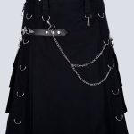 BLACK GOTHIC UTILITY KILT DECORATED WITH CHAINS
