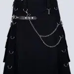 BLACK GOTHIC UTILITY KILT DECORATED WITH CHAINS
