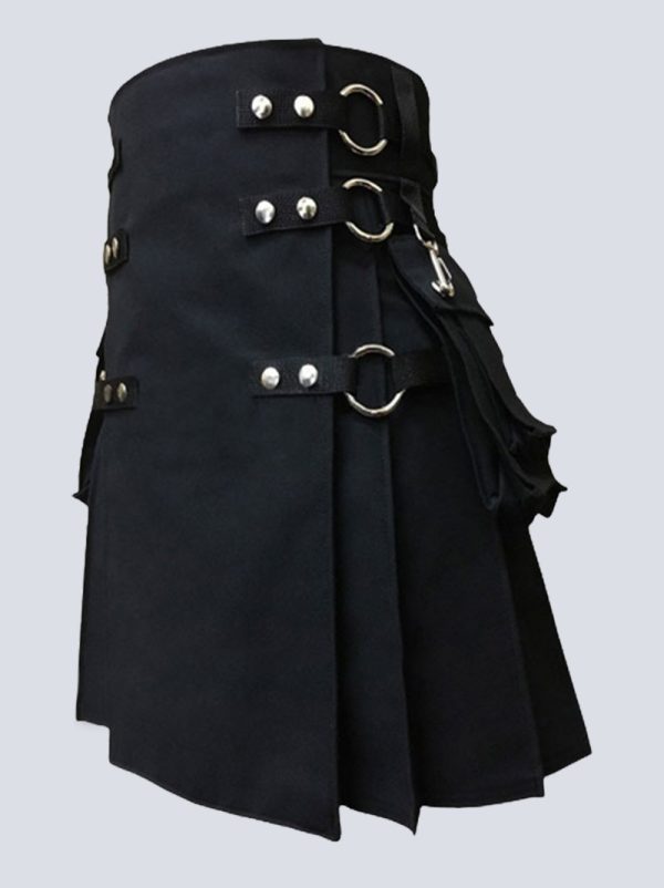 BLACK GOTHIC UTILITY KILT WITH DETACHABLE APRON - Image 3