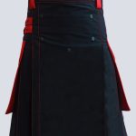 BLACK UTILITY KILT WITH RED POCKETS