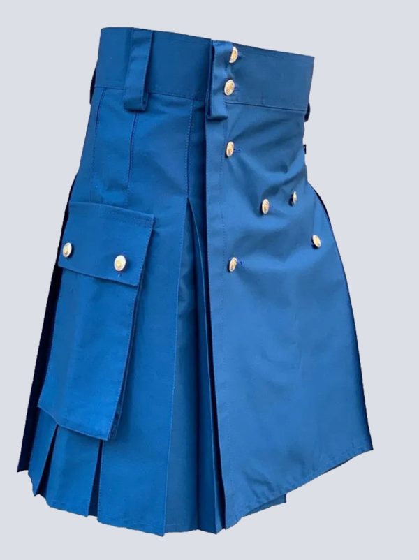 CLASSIC BLUE UTILITY KILT WTH STUDED APRON