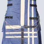GOTHIC BLUE AND WHITE UTILITY KILT WITH CHAINS