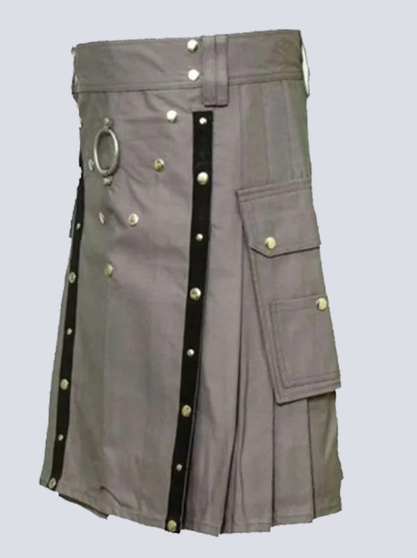 GOTHIC GREY UTILITY KILT DECORATED WITH STUDS - Image 2