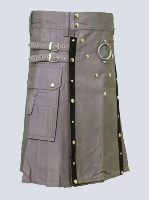 GOTHIC GREY UTILITY KILT DECORATED WITH STUDS - Image 3