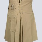 KHAKI UTILITY KILT WITH BUCKLE STRAP