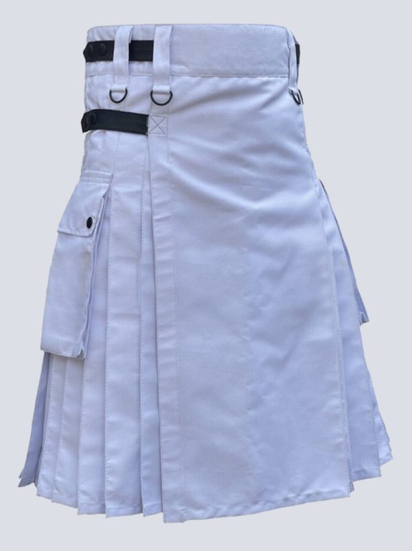 LAUTREAMONT WHITE UTILITY KILT WITH LEATHER STRAPS - Image 2