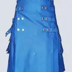 LUSTROUS BLUE UTILITY KILT WITH DETACHABLE APPRON