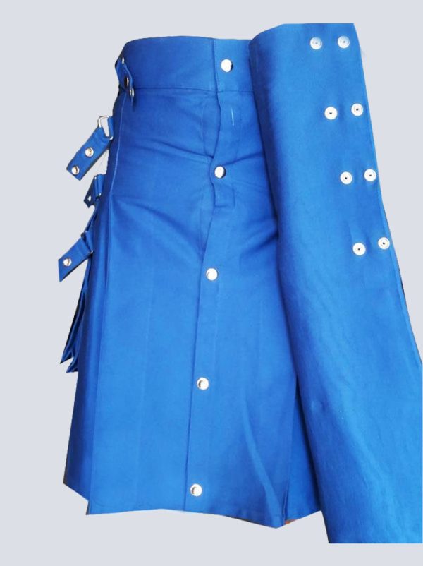 LUSTROUS BLUE UTILITY KILT WITH DETACHABLE APPRON - Image 4