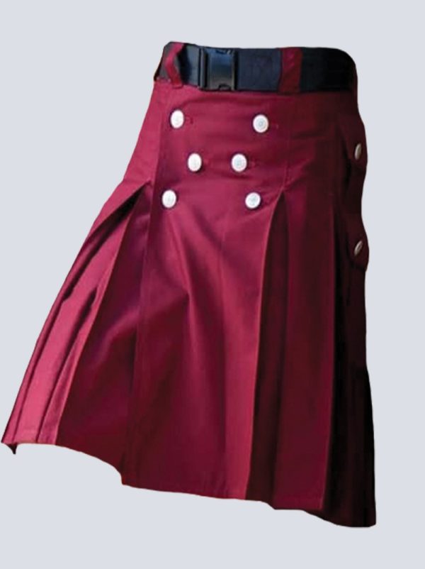 MAROON UTILITY KILT WITH STUDED APRON