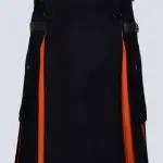 MENS BLACK AND ORANGE HYBRID KILT