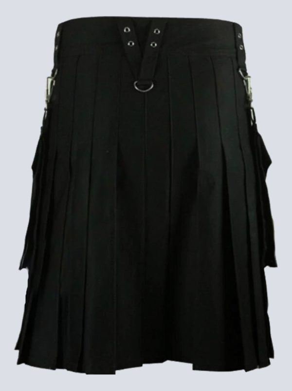 MENS BLACK UTILITY KILT WITH DETACHABLE POCKETS - Image 2