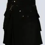 MENS BLACK UTILITY KILT WITH DETACHABLE POCKETS