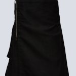 MENS FASHION BLACK GOTHIC UTILITY KILT With Side ZIP