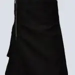 MENS FASHION BLACK GOTHIC UTILITY KILT With Side ZIP