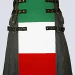 MENS GOTHIC BLACK AND ITALIAN FLAG KILT WITH NYLON STRAPS