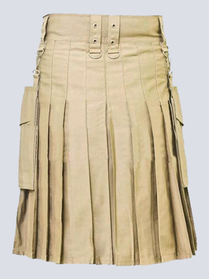 MENS KHAKI UTILITY KILT WITH DETACHABLE POCKETS - Image 3