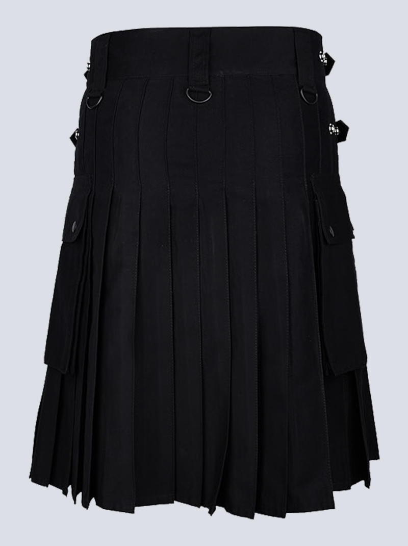 MENS LAUTREAMONT BLACK UTILITY KILT - Image 3