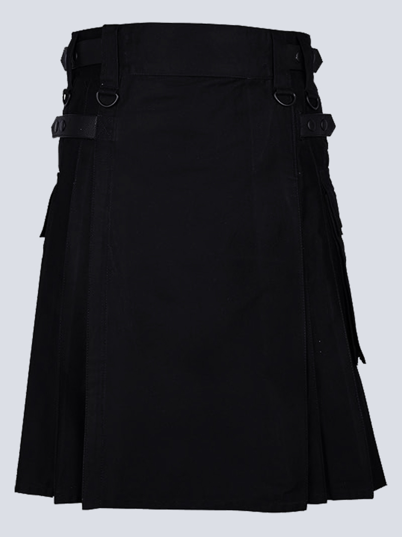 MENS LAUTREAMONT BLACK UTILITY KILT