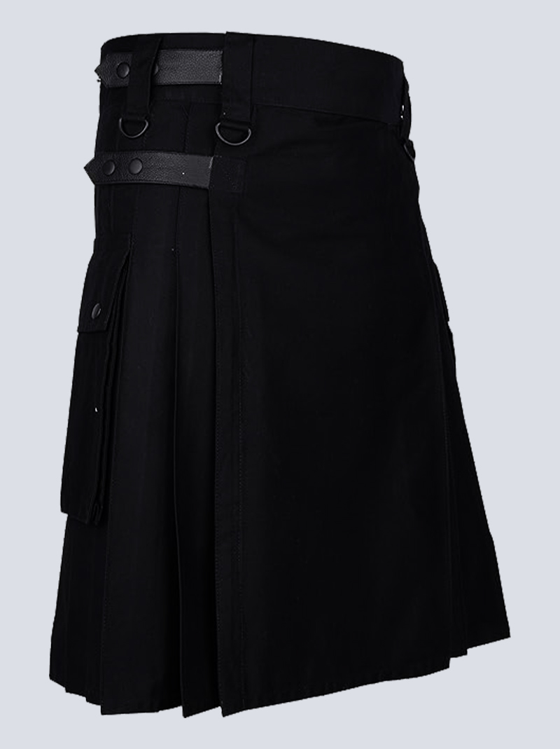 MENS LAUTREAMONT BLACK UTILITY KILT - Image 2
