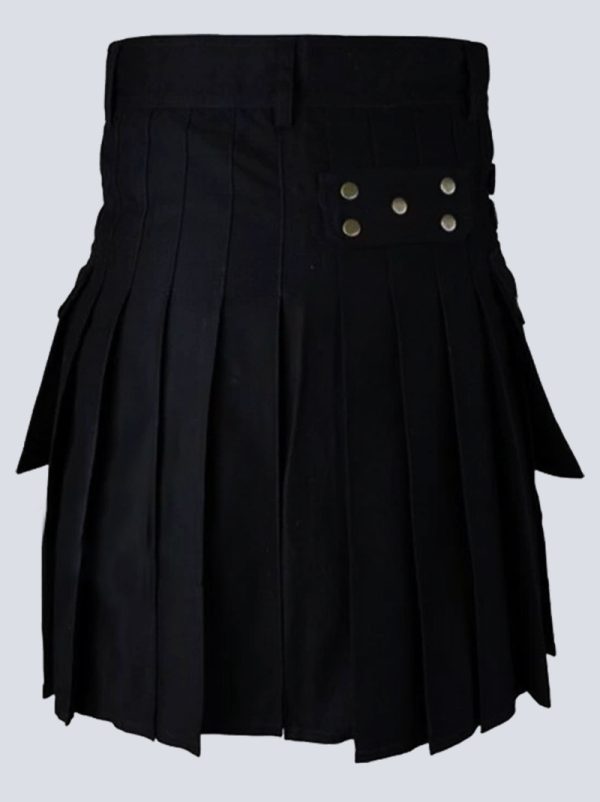 MENS MODERN BLACK UTILITY KILT - Image 2