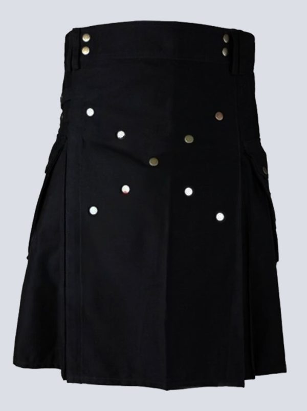 MENS MODERN BLACK UTILITY KILT