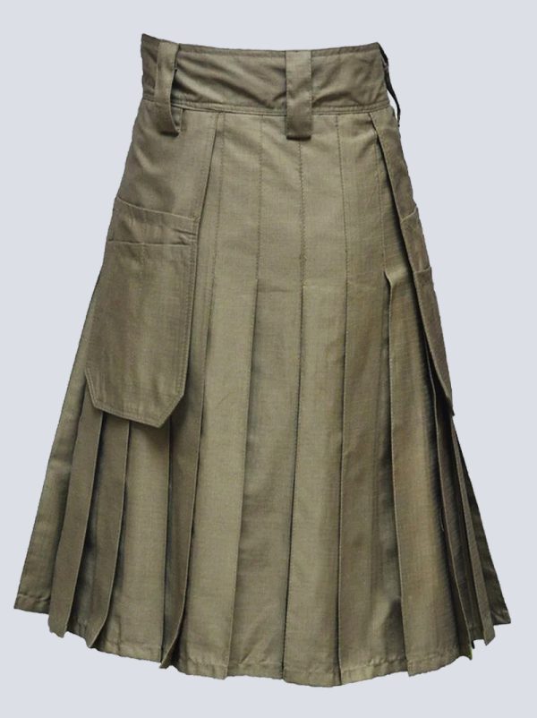 MENS OLIVE GREEN WORK UTILITY KILT - Image 4