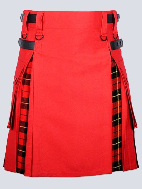 Mens RED AND WALLACE TARTAN HYBRID KILT