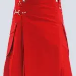 MENS RED  UTILITY KILT WITH CARGO POCKETS