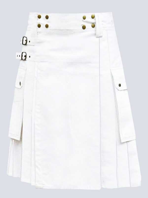 MENS WHITE UTILITY KILT