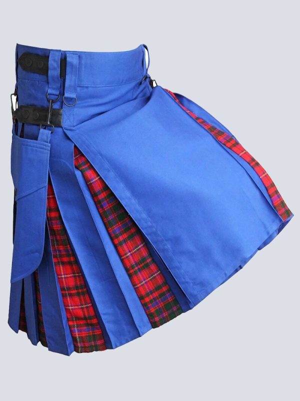 Royal Blue and MACPHERSON Tartan HYBRID KILT - Image 2