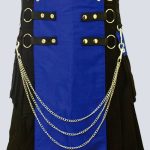 SCOTTISH MENS BLACK AND BLUE GOTHIC UTILITY KILT