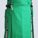 Sea Green and Camel Thomson Tartan Hybrid Kilt With Leather Strap