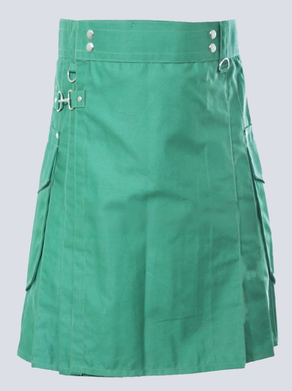 SEA GREEN UTILITY KILT WITH CARGO POCKETS