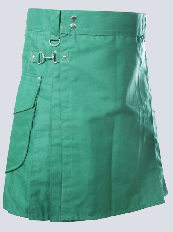 SEA GREEN UTILITY KILT WITH CARGO POCKETS - Image 3