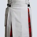 White and Royal Stewart Tartan Hybrid Kilt With Detachable Pockets