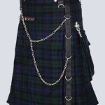 GOTHIC BLACK WATCH TARTAN UTILITY KILT WITH NYLON STRAPS