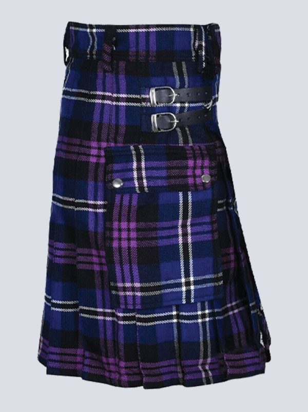 HERITAGE OF SCOTLAND TARTAN UTILITY KILT WITH LEATHER STRAPS - Image 2