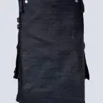 MENS BLACK DENIM UTILITY KILT WITH BUCKLE STRAPS