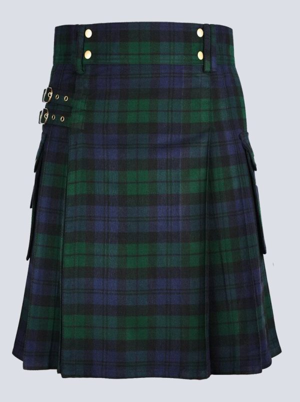 MENS BLACK WATCH TARTAN UTILITY KILT