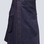 MENS BLUE DENIM KILT WITH OUTER RED THREAD