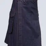 MENS BLUE DENIM KILT WITH OUTER RED THREAD
