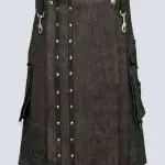 MENS FASHION BLACK DENIM UTILITY KILT