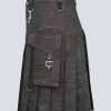 MENS FASHION BLACK DENIM UTILITY KILT - Image 3