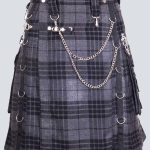 MENS GOTHIC GREY WATCH TARTAN UTILITY KILT