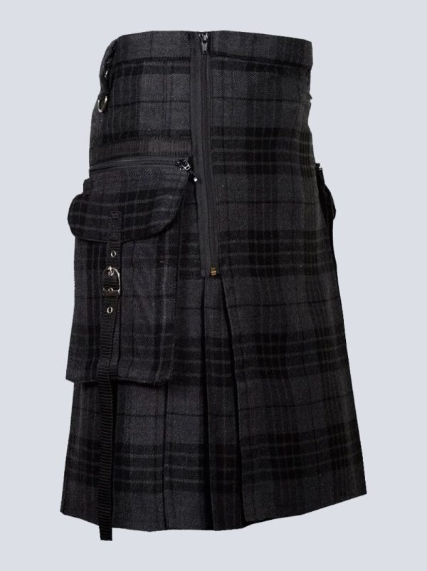 MENS GOTHIC PUNK NIGHT WATCH TARTAN UTILITY KILT