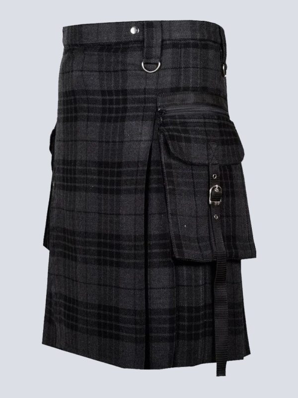 MENS GOTHIC PUNK NIGHT WATCH TARTAN UTILITY KILT - Image 2