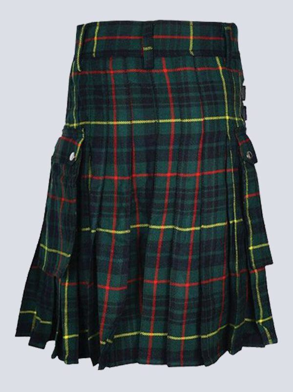 MENS HUNTING STEWARD TARTAN UTILITY KILT WITH LEATHER STRAP - Image 3