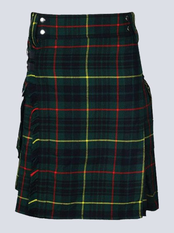 MENS HUNTING STEWARD TARTAN UTILITY KILT WITH LEATHER STRAP